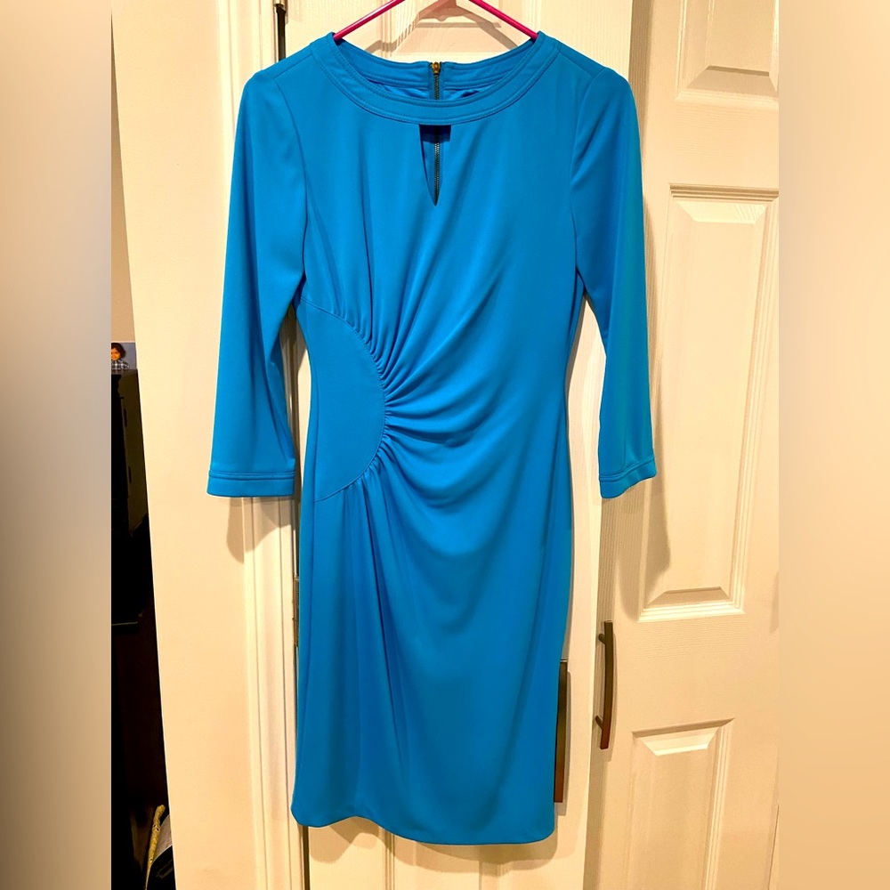 Tahari peacock blue knee length dress
